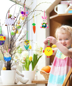 36 Sets Wooden Easter Ornaments Craft Kit Assorted Paintable Unfinished Wood Easter Egg Bunny Chick Tulip Cutouts Hang Tags with Pipe Cleaners Pom Poms Googly Eye for Kids Classroom Spring Party Décor - Image 8