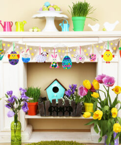 36 Sets Wooden Easter Ornaments Craft Kit Assorted Paintable Unfinished Wood Easter Egg Bunny Chick Tulip Cutouts Hang Tags with Pipe Cleaners Pom Poms Googly Eye for Kids Classroom Spring Party Décor - Image 9