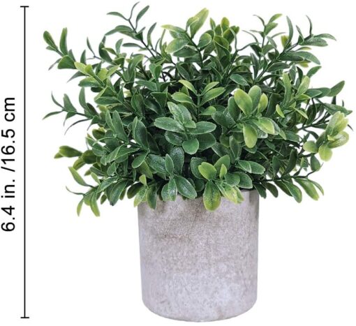 3 Pack Mini Potted Plants Artificial Green Eucalyptus Boxwood Rosemary Greenery in Pots Faux Potted Herbs Small Houseplants 8.4"-9.3" Tall for Indoor Greenery Home Bedroom Kitchen Farmhouse Decor - Image 2