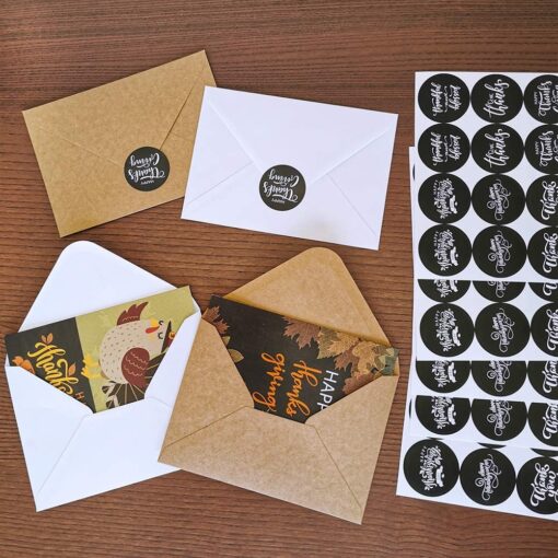 120 Sets Bulk Thanksgiving Cards with Envelopes Stickers Assortment 6 Designs Blank Vintage Fall Leaves Turkey Chalkboard Greeting Cards Blank Holiday Harvest Cards Give Thanks Cards 4x6 - Image 6