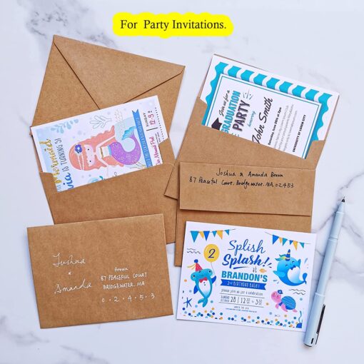 200 Pcs A2 Invitation Envelopes in Kraft Brown Peel & Press Self Seal 4 3/8 x 5 3/4 Square Flap Envelopes RSVP Return Envelopes 100lb. for Announcement Mailing 4x5 Greeting Cards Photo 1/4 Fold Cards - Image 4