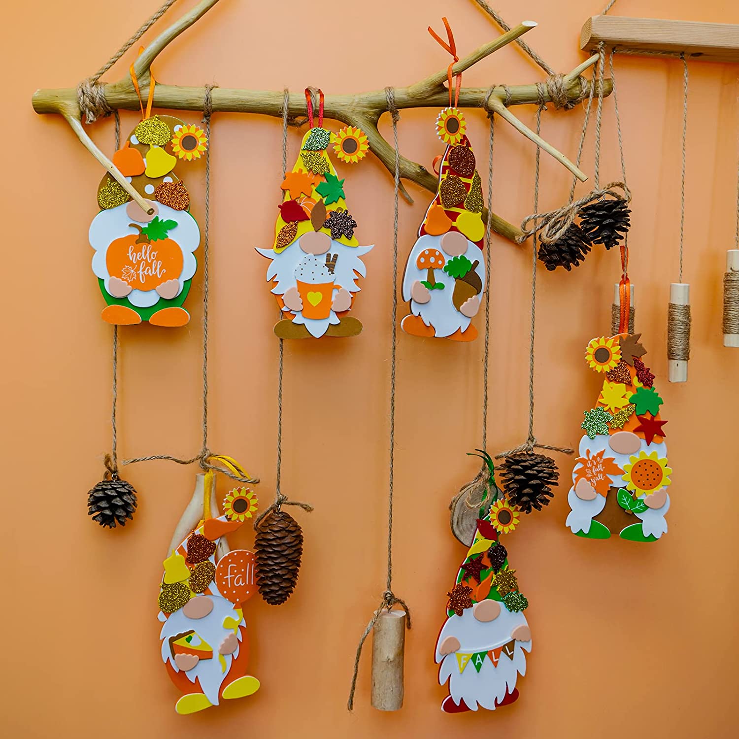 Hello Fall Craft Kit Winlyn 24 Sets Fall Craft Kits DIY Fall Gnome Ornaments Decorations Art ...