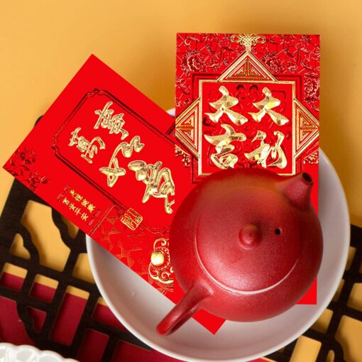 Winlyn 120 Pcs 6 Designs Asian Red Envelopes Chinese Hong Bao Lucky Money Envelopes Lai See Red Packets Cash Envelopes Red Pockets for Chinese Lunar New Year Wedding Birthday Year of the Rabbit 2023 - Image 6