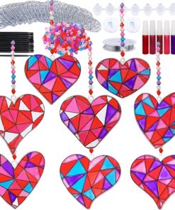 Winlyn 24 Sets Valentine's Day Heart Ornaments Decorations DIY Heart  Ornaments Valentine Craft Kits Assorted Foam Heart Shape Stickers Googly  Eyes for
