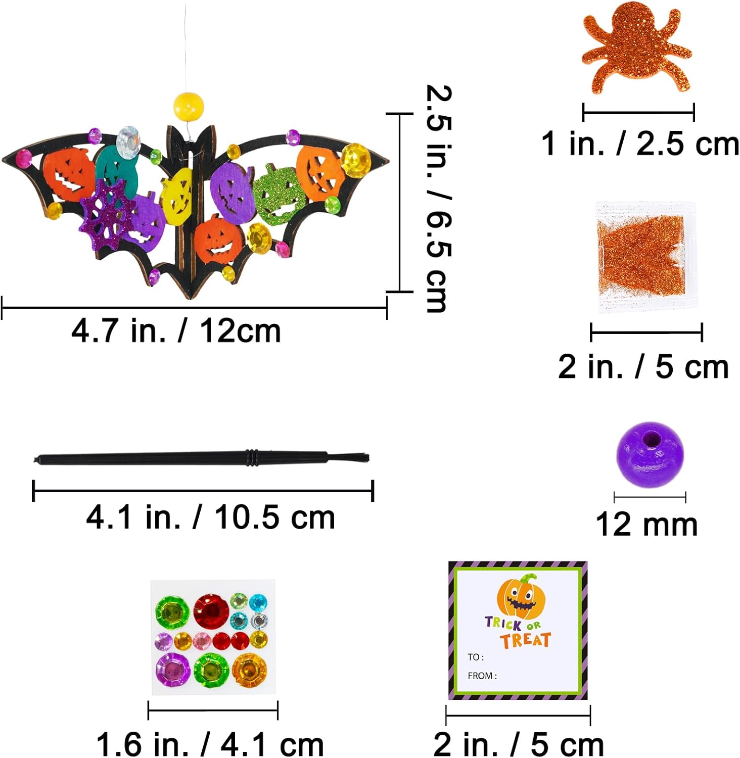 Winlyn 24 Sets Halloween Crafts Bat Crafts DIY Halloween 3D Bat Craft ...