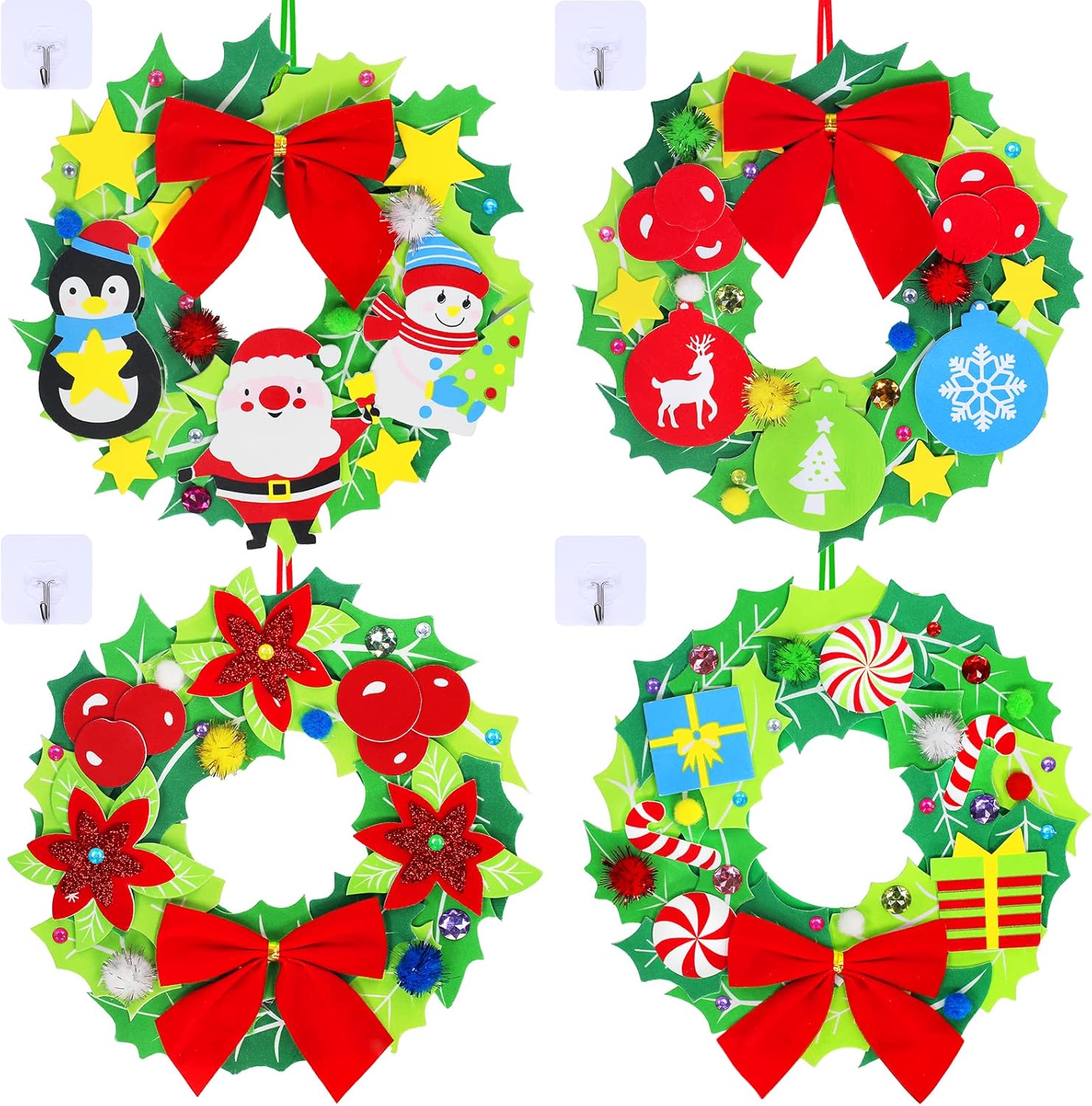 Winlyn 12 Sets Christmas Craft Kits DIY Christmas Wreath Ornaments