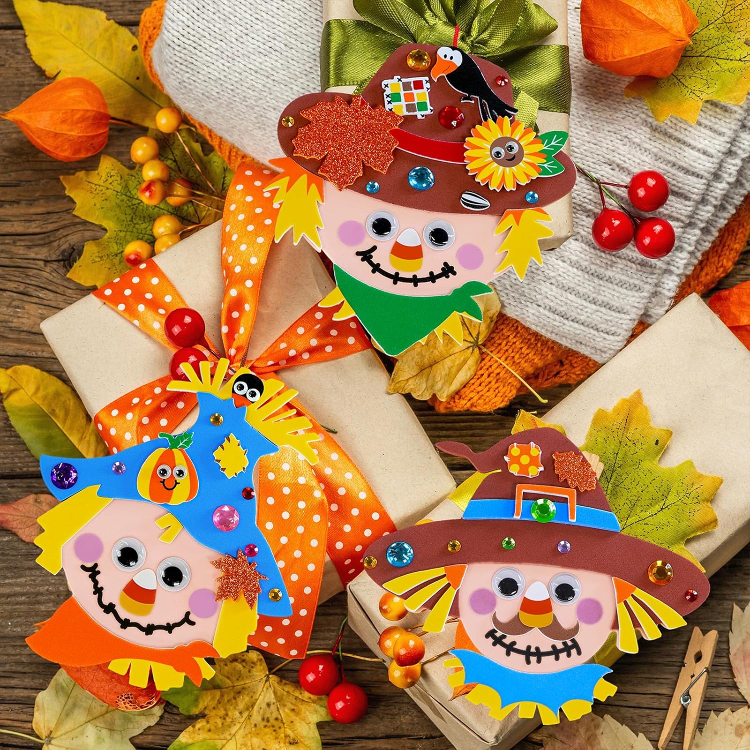 Hello Fall Craft Kit Winlyn 24 Sets Fall Craft Kits for Kids Autumn Crafts DIY Scarecrow ...