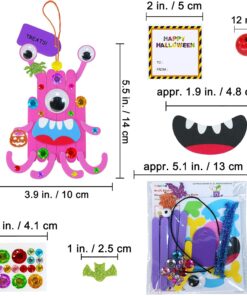 Alternative view of Winlyn 24 Sets Halloween Craft Kits Fall Kids Crafts DIY Craft Stick Monster Ornaments Decorations Art Set Monster Foam Stickers Arts and Crafts for Kids Classroom Activities Party Favors