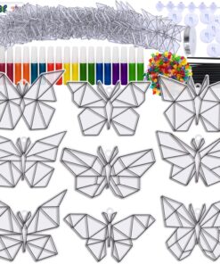 Alternative view of Winlyn 27 Sets Butterfly Suncatchers Ornaments Decorations DIY Window Paint Art Craft Kits Rainbow Sun Catchers Painting Kit for Kids Spring Summer Camping Classroom Party Activities Art Project