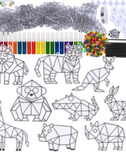 Alternative view of Winlyn 24 Sets Jungle Animal Suncatcher Decorations DIY Window Paint Art Craft Kits Safari Animal Sun Catchers Rainbow Painting Kit for Kids Classroom Activities Summer Camping VBS Party Art Project