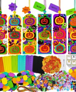 Winlyn 36 Sets Halloween Craft Kits Fall Crafts DIY Pumpkin Jack-O'-Lantern Bookmark Ornaments Decorations Art Sets Halloween Foam Stickers Art and Crafts for Kids Classroom Activities Party Favors