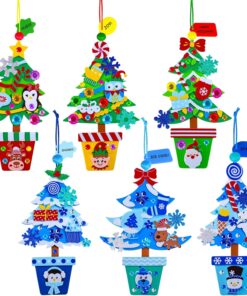 Alternative view of Winlyn 24 Sets Christmas Craft Kits Winter Crafts DIY Potted Christmas Tree Ornaments Decorations Art Set Festive Foam Stickers Art and Crafts for Kids Holiday Home Classroom Activities Party Favors