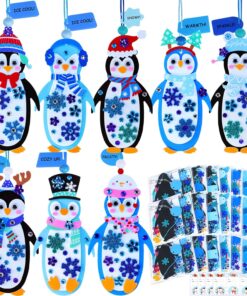 Winlyn 24 Sets Christmas Craft Kits Winter Crafts DIY Penguin Bookmarks Ornaments Decorations Art Sets Festive Foam Stickers Arts and Crafts for Kids Holiday Home Classroom Activities Party Favors