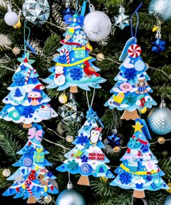 Alternative view of Winlyn 24 Sets Christmas Craft Kits Holiday Crafts DIY Pine Tree Ornaments Decorations Art Sets Festive Foam Stickers Winter Arts and Crafts for Kids Home Classroom Activities Party Favors Art Project