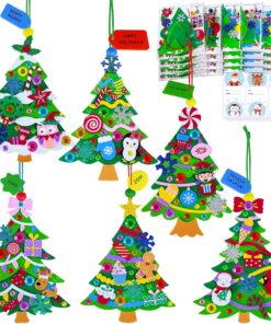 Winlyn 24 Sets Christmas Craft Kits Winter Crafts DIY Pine Tree Ornaments Decorations Art Sets Festive Foam Stickers Holdiay Arts and Crafts for Kids Classroom Activities Party Favors