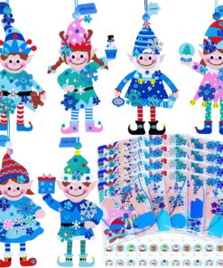 Winlyn 24 Sets Christmas Craft Kits Winter Crafts DIY Santa's Helper Elf Ornaments Decorations Arts Sets Festive Foam Stickers Art and Crafts for Kids Holiday Classroom Activities Party Favors