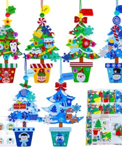 Winlyn 24 Sets Christmas Craft Kits Winter Crafts DIY Potted Christmas Tree Ornaments Decorations Art Set Festive Foam Stickers Art and Crafts for Kids Holiday Home Classroom Activities Party Favors