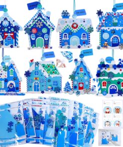 Winlyn 24 Sets Winter Gingerbread House Ornaments Decorations Crafts Kits Festive Foam Stickers Christmas Arts and Crafts for Kids Holiday Season Home School Classroom Activities Party Favors