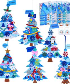 Winlyn 24 Sets Christmas Craft Kits Holiday Crafts DIY Pine Tree Ornaments Decorations Art Sets Festive Foam Stickers Winter Arts and Crafts for Kids Home Classroom Activities Party Favors Art Project