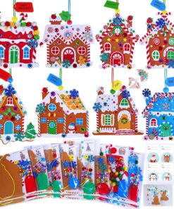 Winlyn 24 Sets Christmas Craft Kits Winter Crafts DIY Gingerbread House Ornaments Decorations Art Sets Festive Foam Stickers Holiday Arts and Crafts for Kids Home Classroom Activities Party Favors