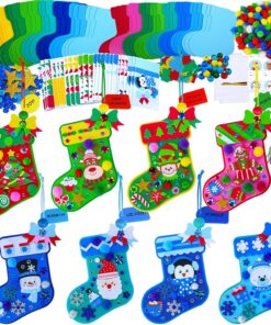 Winlyn 24 Sets Christmas Craft Kits Winter Crafts DIY Holiday Stocking Ornaments Decorations Art Sets Snowflake Festive Foam Stickers Arts and Crafts for Kids Classroom Activities Party Favors