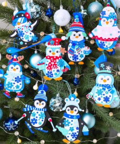 Alternative view of Winlyn 24 Sets Christmas Craft Kits Winter Crafts DIY Holiday Penguin Ornaments Decorations Art Sets Festive Foam Stickers Arts and Crafts for Kids Home Classroom Art Activities Party Favors