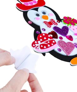 Alternative view of Winlyn 24 Sets Valentine's Day Penguin Ornaments Decorations DIY Valentine Craft Kits Assorted Penguin Shaped with Heart Valentine Stickers for Kids Valentine Classroom Activities Gift Exchange