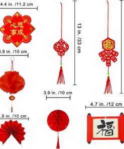 Alternative view of Winlyn 161 Pcs Chinese New Year Decorations Chinese Hanging Good Luck Ornaments Red Lanterns Festive Tree Ornaments Paper Fans for Asian Chinese Lunar New Year 2026 Year of The Horse Party Decor
