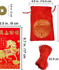 Alternative view of Supla 300 Pcs Chinese Lucky Coins Decorations Feng Shui Coins Fortune Coins Good Luck Coins Lucky Bag Hong bao for Asian Chinese Lunar New Year Health Wealth Bracelet Charms 2026 Year of The Horse