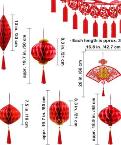 Alternative view of Winlyn Chinese Lunar New Year Party Decorations Good Luck Garlands Red Paper Lanterns with Tassels Lucky Fu Ornaments for Asian Vietnamese Chinese TET 2026 Year of the Horse Home Wedding Holiday Decor