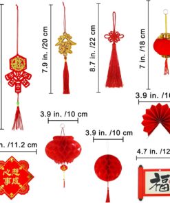 Alternative view of Winlyn 153 Pcs Chinese Lunar New Year Decorations Hanging Good Luck Fortune Ornaments Red Lanterns Lucky Knot Tassels Festival Tree Ornaments for Asian Vietnamese TET 2026 Horse New Year Party Decor
