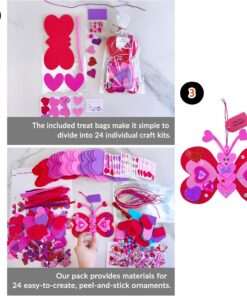 Winlyn 24 Sets Valentine's Day Decorations DIY Heart Butterfly Ornaments Valentine Craft Kits Blank Foam Butterfly with Hearts Foam Stickers for Kids Classroom Activities Party Favors Gift Exchange - Image 8