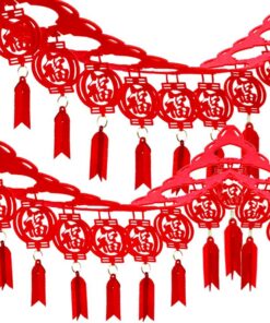 Supla 8 Pack 26.2' Long Chinese New Year Garland Decorative Red Hanging Good Luck Garland Chinese Spring Felt String for Asian Festival 2026 Lunar Year of The Horse Party Decorations