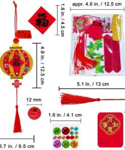 Alternative view of Winlyn 24 Sets Chinese Lunar New Year Decorations DIY Red Lantern Ornaments Craft Kits Foam Lantern with Good Luck Stickers for Kids Asian Vietnamese 2026 Horse Year Classroom Activities Party Favors