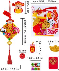 Alternative view of Winlyn 24 Sets Chinese New Year Decorations DIY 3D Fu Good Luck Knot Tassel Ornaments Craft Kits for Kids Asian Lunar New Year 2026 Year of The Horse Classroom Activities Party Favors Gift Exchange