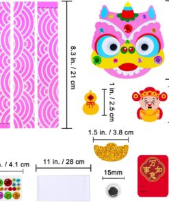 Alternative view of Winlyn 24 Sets Chinese New Year Craft Kits DIY Lion Dance Headband Crafts Lunar New Year Crown Art Sets Festive Foam Stickers Arts and Crafts for Kids Asian Classroom Activities Party Favors