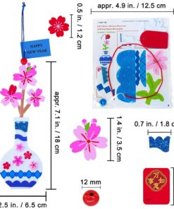 Alternative view of Winlyn 24 Sets Chinese New Year Decorations DIY Ming Vase with Flower Ornaments Craft Kits Peony Orchid Flower Foam Stickers Arts and Crafts for Kids Asian Oriental Classroom Activities Party Favors