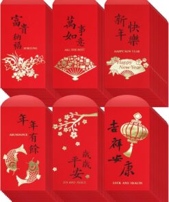 Supla 120 Pcs 6 Design Chinese Hong Bao Red Envelopes Lucky Money Envelopes Red Packet Lai See Lucky Packet Cash Envelope Red Pockets for Chinese New Year Wedding Birthday Year of The Dragon 2024
