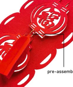 Alternative view of Supla 8 Pack 26.2' Long Chinese New Year Garland Decorative Red Hanging Good Luck Garland Chinese Spring Felt String for Asian Festival 2026 Lunar Year of The Horse Party Decorations