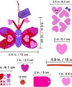 Winlyn 24 Sets Valentine's Day Decorations DIY Heart Butterfly Ornaments Valentine Craft Kits Blank Foam Butterfly with Hearts Foam Stickers for Kids Classroom Activities Party Favors Gift Exchange - Image 5