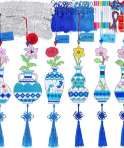 Winlyn 36 Sets Chinese New Year Decorations DIY Paintable Ming Vase with Flower Ornaments Craft Kits for Kids Asian Lunar New Year 2026 Horse Year Classroom Activities Party Favors Gift Exchange