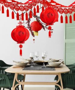 Alternative view of Winlyn 7 Set Chinese Lunar New Year Party Decorations Chinese Red Lanterns Lucky Garland Good Luck Garland Decorative Red Hanging Garlands for Asian Vietnamese 2026 Year of the Horse Festival Décor