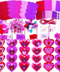 Winlyn 36 Sets Valentine's Day Decorations DIY Heart Bookmarks Valentine Craft Kits Blank Foam Heart Bookmarks Hearts Foam Stickers for Kids Classroom Activities Reading Party Favors Gift Exchange