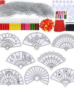 Alternative view of Winlyn 24 Sets Chinese New Year Decorations DIY Fan Suncatcher Ornaments Craft Kits Fan Painting Kits for Kids Asian Vietnamese Lunar New Year 2026 Year of the Horse Classroom Activities Party Favors