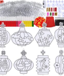 Alternative view of Winlyn 24 Sets Chinese New Year Decorations DIY Lantern Suncatcher Ornaments Craft Kits Red Lantern Painting Kits for Kids Asian Vietnamese Lunar New Year 2026 Year of the Horse Classroom Activities
