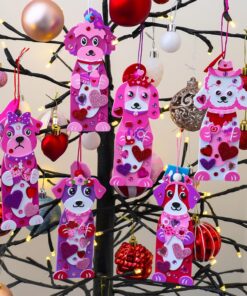 Alternative view of Winlyn 24 Sets Valentine's Day Dog Ornaments Decorations DIY Valentine Puppy Craft Kits Foam Bookmark with Heart Dog Valentine Stickers for Kids School Classroom Activities Party Favors Gift Exchange