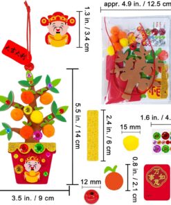 Alternative view of Winlyn 24 Sets Chinese New Year Decorations DIY Potted Orange Tree Money Tree Ornaments Craft Kits Foam Stickers Arts Crafts for Kids 2026 Horse Year Classroom Activities Party Favors Gift Exchange