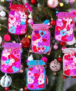 Alternative view of Winlyn 24 Sets Valentine's Day Heart Mason Jar Ornaments Decorations DIY Valentine Craft Kits Assorted Mason Jar shaped with Heart Valentine Stickers for Kids School Classroom Activities Gift Exchange