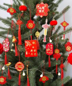 Alternative view of Winlyn 128 Pcs Chinese Lunar New Year Ornaments Hanging Good Luck Fortune Ornaments Red Lanterns Lucky Knot Tassels Festival Tree Decor for Asian Vietnamese TET 2026 Horse Year Party Decorations